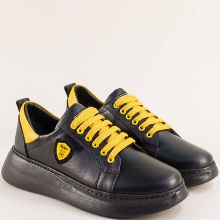 Дамска обувка на платформа в черно и жълто 55001chj