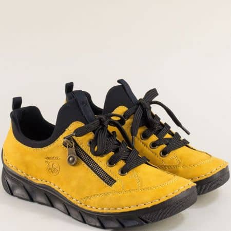 Дамски жълти обувки от естествена кожа 55073j