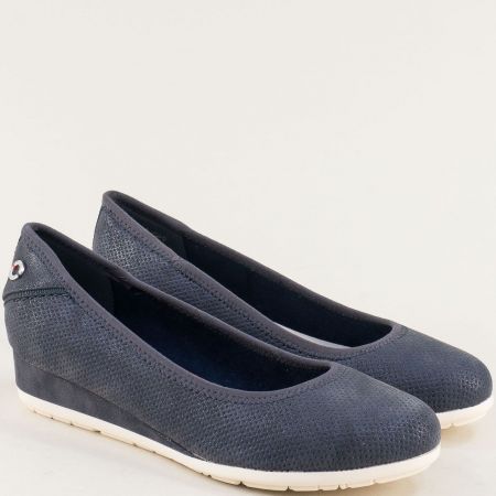 Сини комфортни  дамски обувки на клин ходило S.Oliver 5522302s
