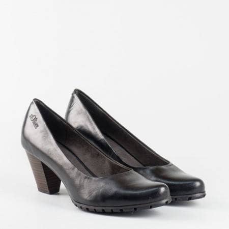 Немски дамски обувки на среден ток с грайфер S.Oliver в черен цвят 5522433ch
