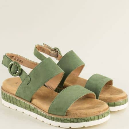 Комфортни дамски сандали на платформа в зелен цвят 5528200z