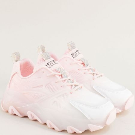 Дамски маратонки на платформа в розов цвят 557-40rz
