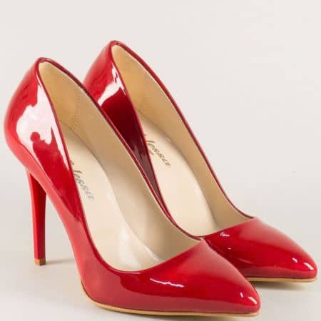 Дамски обувки в червен цвят на елегантен висок ток 5596lchv