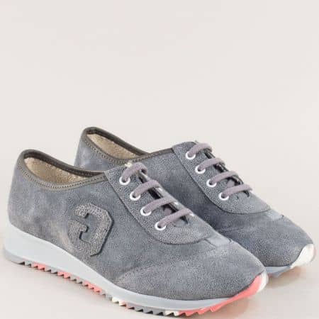 Дамски спортни сиви обувки от естествен велур на български производител 593vsv