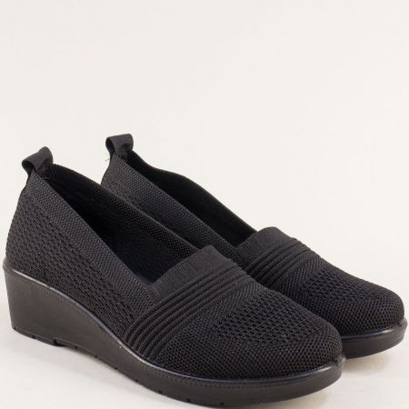 Черни текстилни дамски обувки на платформа  597723ch