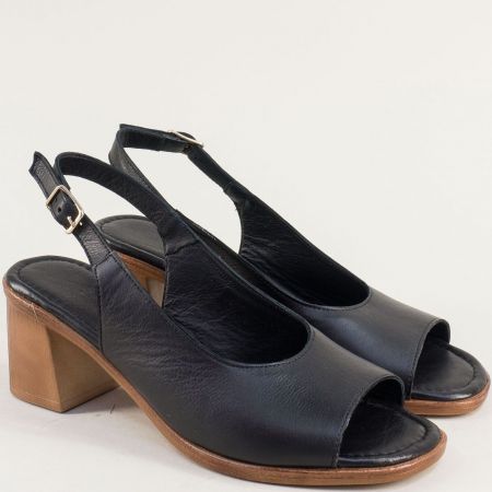 Изчистени дамски сандали естествена кожа в черно 60161527ch