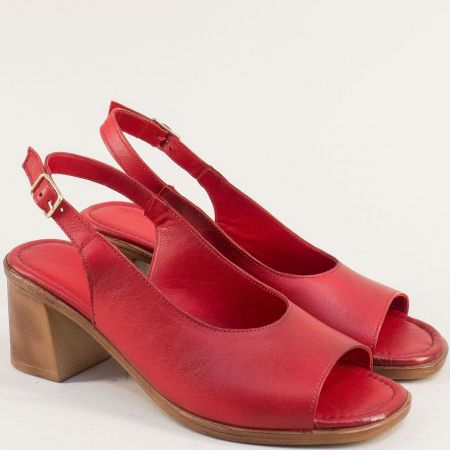 Ефектни дамски сандали в червено естествена кожа 60161527chv
