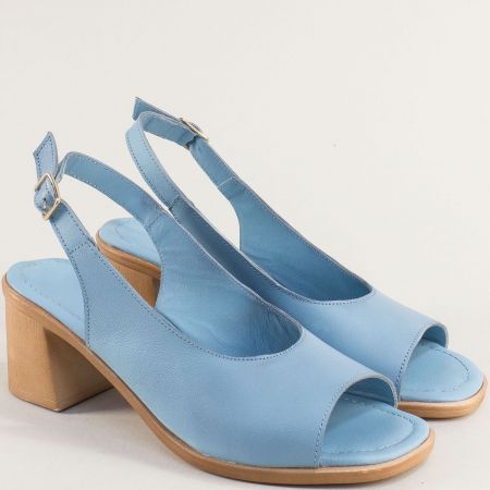 Естествена кожа дамски сандали на висок ток в синьо 60161527s