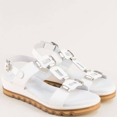 Комфортни дамски сандали естествена кожа в бял цвят 6134b