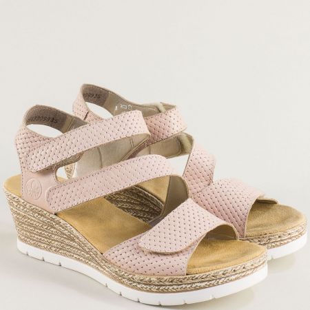 Комфортни дамски сандали в розово естествена кожа 61921rz