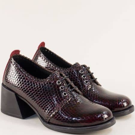 Дамски обувки на среден ток бордо цвят 62310krlbd
