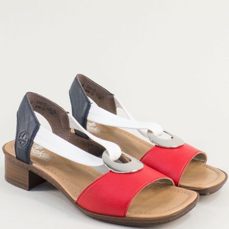Естествена кожа дамски сандали Rieker в цвят томи 62662tomi