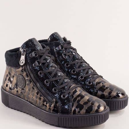 Черно и бронз дамски обувки Rieker 6441lchk