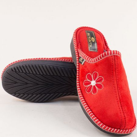 Червени дамски чехли от фин текстил 670-40chv