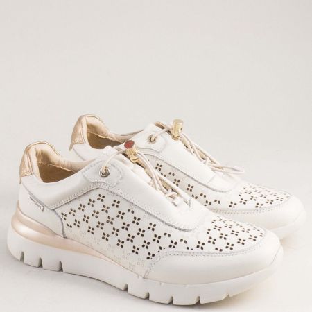 PIKOLINOS дамски сникърси в бежова кожа с ластични връзки 6707bj