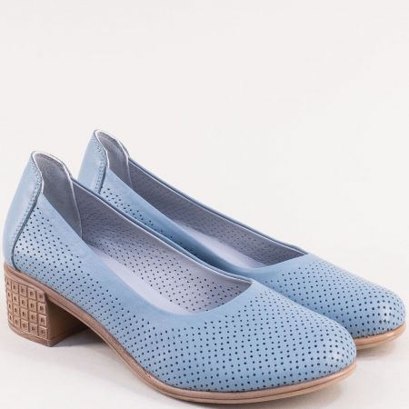 Сини комфортни дамски обувки естествена кожа 7251s