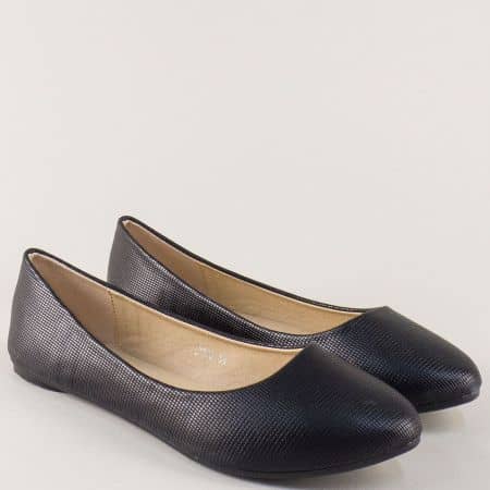 Равни дамски обувки, тип балерини в черен цвят 7310ch