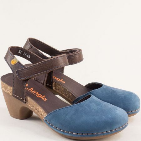 Дамски сандали в синьо и тъмно кафяво- JUNGLA 7463ns