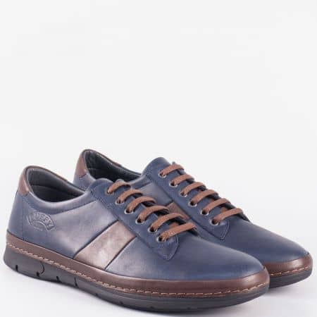 Мъжки ежедневни обувки от естествена кожа в синьо и кафяво 761sk