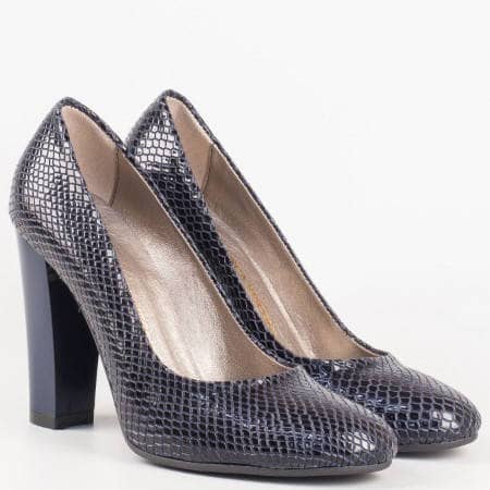 Елегантни обувки на висок стилен ток със змийски мотив от висококачествена еко кожа 78zs