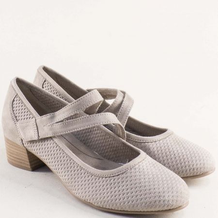 JANA дамски обувки на среден ток с велкро закопчаване в бежов цвят 8-24363-231