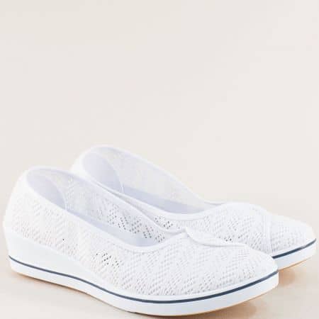 Летни дамски обувки от текстил в бяло 8001b
