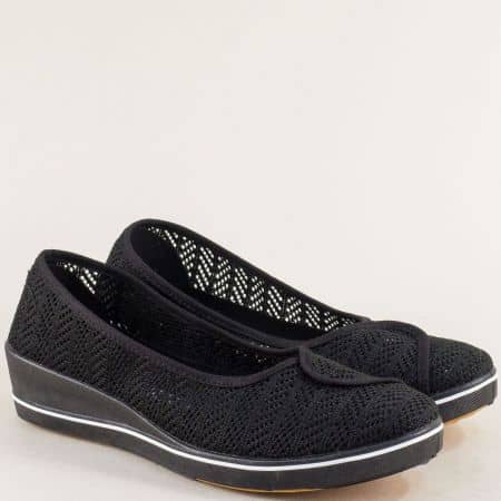 Дамски обувки от текстил на платформа в черен цвят 8001ch