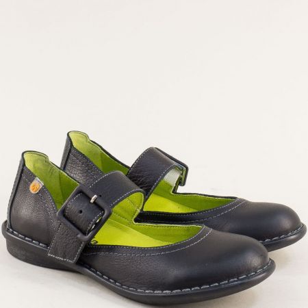 Ежедневни дамски обувки в черно с катарама естествена кожа 8035ch