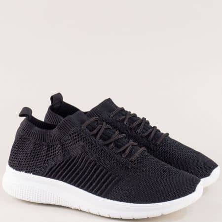 Спортни дамски обувки от дишащ текстил в черен цвят 805-40ch