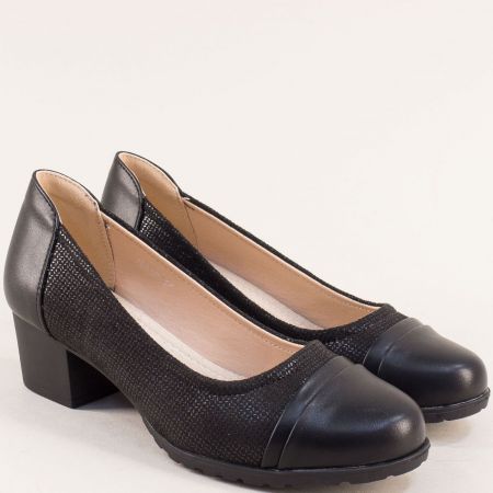 Черна обувка  от естествена кожа на ток 810chnch