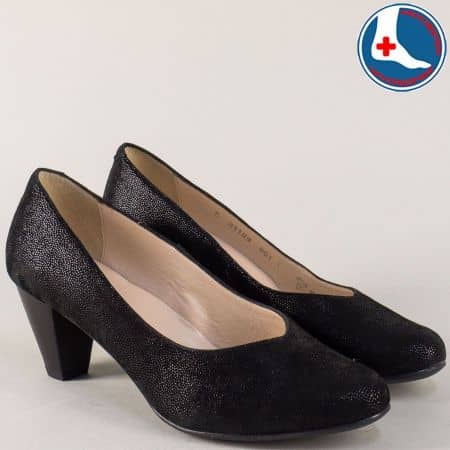 Кожени дамски обувки Alpina в черен цвят на среден ток  8118ch