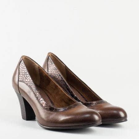 Кафяви дамски обувки Jana от естествена и еко кожа на комфортно ходило 822400grk