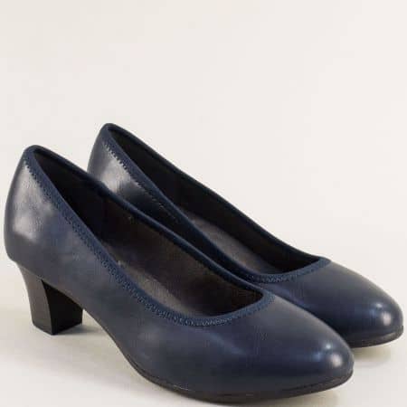 Изчистени дамски обувки от естествена кожа в син цвят 82246325s