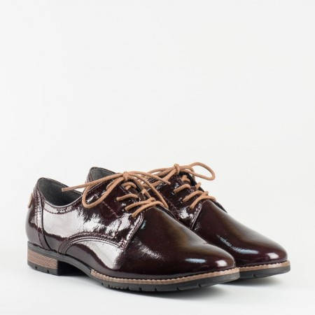Дамски комфортни обувки за всеки ден с връзки на немския производител Jana в цвят бордо 823260lbd
