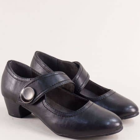 Дамски черни обувки на среден ток 824362ch
