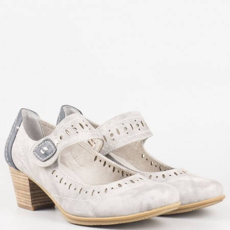Дамски комфортни обувки с велкро лепенка на немския производител Jana в сив цвят 824366sv