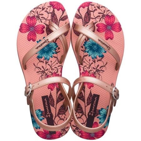 Розови детски сандали с флорални мотиви на ходилото 8276720197