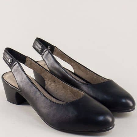 Черни дамски обувки Jana на среден ток с ластична каишка 829561ch