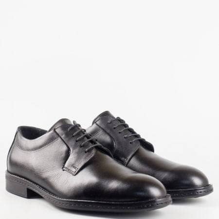 Класически елегантни мъжки обувки от естествена кожа в черен цвят 8336ch