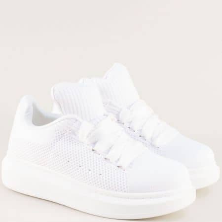 Бели дамски спортни обувки от текстилна мрежа 85381b