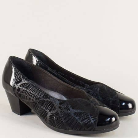 Дамски обувки Alpina от естествена кожа и лак в черен цвят 86441ch