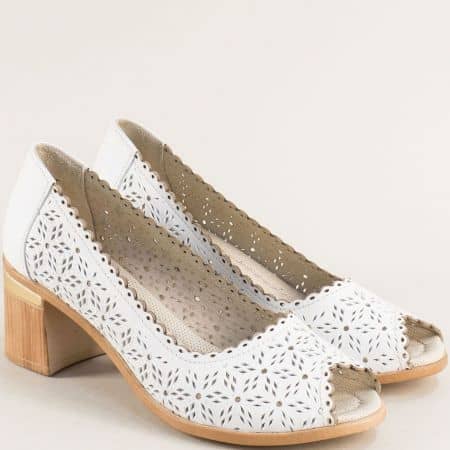 Дамски обувки  в бял цвят от естествена кожа 8743b