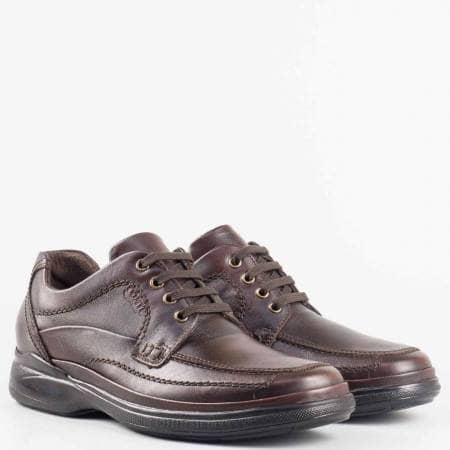 Мъжки кафяви обувки на комфортно ходило изработени от естествена кожа на български производител 8762kk