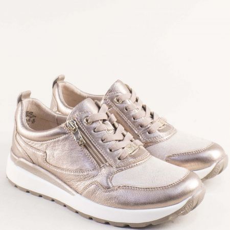 Дамски сникърси в цвят бронз със златни детайли на платформа CAPRICE 9-23760-366