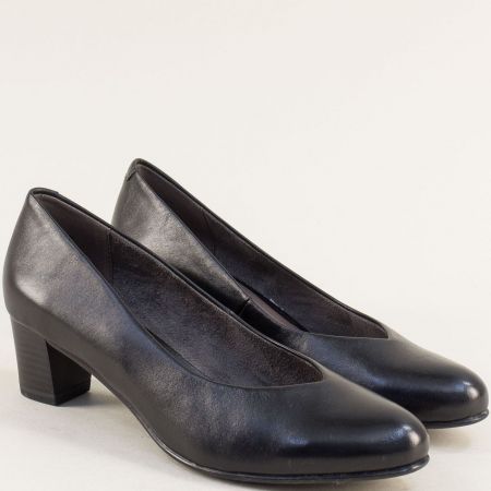 Черна кожена обувка на ток CAPRICE 922302ch