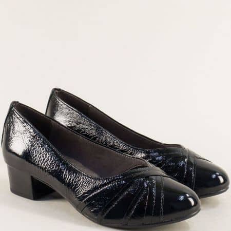 Черен лак дамска обувка на нисък ток 922303lch