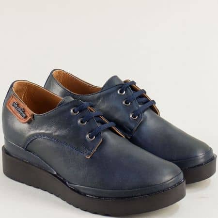 Дамски сини обувки естествена кожа 9265s