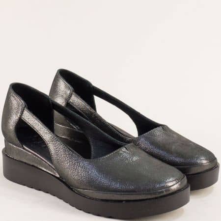 Бронзови дамски обувки естествена кожа с прорези 9283sbrz