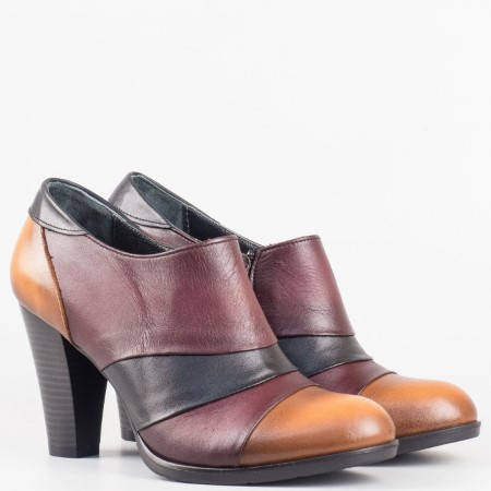 Дамски ежедневни обувки в цветова комбинация от естествена кожа на висок ток 932ps