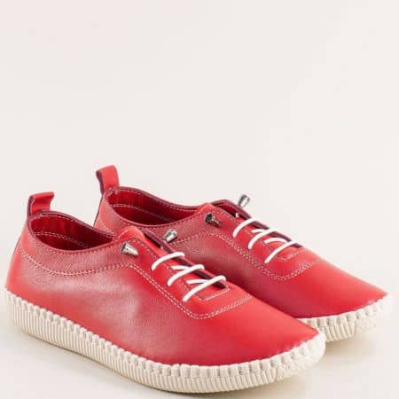 Спортни дамски обувки от естествена кожа в червено 9494chv